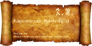 Kapronczai Manfréd névjegykártya