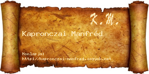 Kapronczai Manfréd névjegykártya